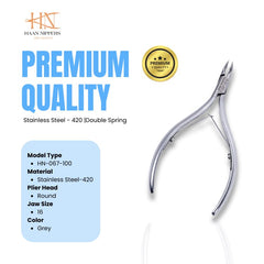 Stainless Steel Cuticle Nipper with Round Plier Head and Jaw Sizes 14, 16, (HN-067)