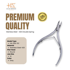 Stainless Steel Cuticle Nipper with Round Plier Head  and Jaw Size 14, 16,  (HN-068)