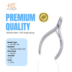 Stainless Steel Cuticle Nipper with Round Plier Head and Jaw Sizes 14, 16, (HN-067)