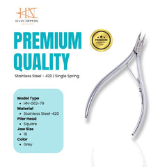 Stainless Steel Cuticle Nipper with Square Plier Head  (HN-062)