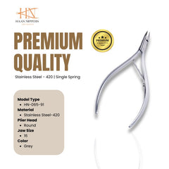 Stainless Steel Cuticle Nipper with Round Plier Head (HN-065)