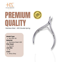 Stainless Steel Cuticle Nipper with Square Plier Head (HN-043)