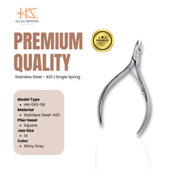Stainless Steel Cuticle Nipper with Square Plier Head (HN-043)