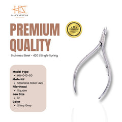 Stainless Steel Cuticle Nipper with Square Plier Head (HN-043)