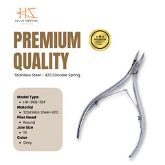 Stainless Steel Cuticle Nipper with Round Plier Head  and Jaw Size 14, 16,  (HN-068)