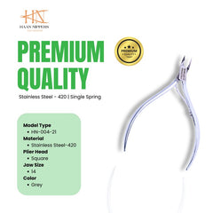 Stainless Steel Cuticle Nipper with Square Plier Head (HN-004)